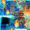 8-bit 도트 그래픽으로 드릴이 노란 빛이 나는 광물을 뚫고있고, 그 주변으로 잔해를 옮기기 위한 컨베이어가 보이는 스크린샷
