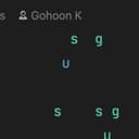 코드의 특정 알파벳만 보이게 되어버린 사진, 5~6줄 남짓 되는 코드에서 'S' 와 'G', 'U'만 보인다.